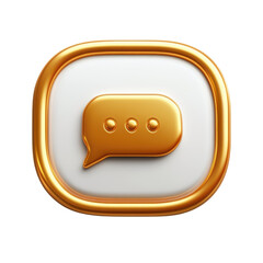 Poster - A gleaming golden chat bubble icon suggests conversation and connection in on transparent background