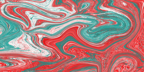 Aufkleber - Abstract fluid art with red green and white swirls a colorful liquid texture for graphic design