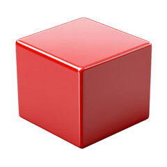 Poster - A glossy red cube reflecting light a symbol of simplicity and foundation on transparent background
