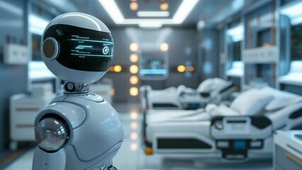 Poster - Robotic assistant in a modern healthcare facility with advanced technology