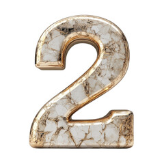 Poster - A shimmering marble number two poised like a milestone polished with on transparent background