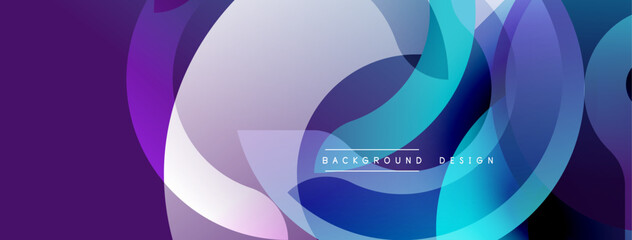 Poster - Abstract background features overlapping circles, vibrant purple, blue hues. Modern design elements create dynamic visual effect.