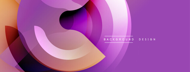Poster - Abstract purple design features overlapping circular shapes. Gradient colors create dynamic visual effect. Modern, sleek presentation.