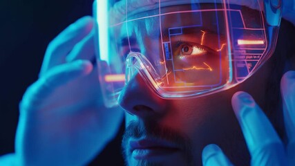 Poster - innovative ai technology enhances virtual experience with advanced visual gear in urban lab setting