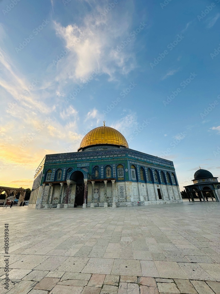 Haram Rocks Jerusalem, Palestine - April 28, 2025 - The Dome of the Rock shines ...
