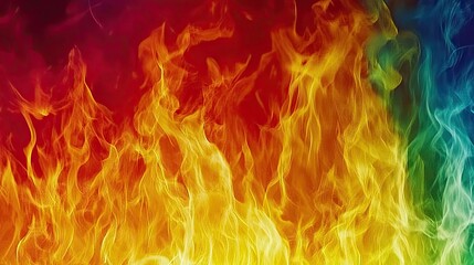Poster - Vibrant, multicolored flames engulfing the frame, showcasing intense heat and energy