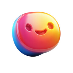 Poster - An adorable gradient blob with a happy face radiating joy and positivity on transparent background