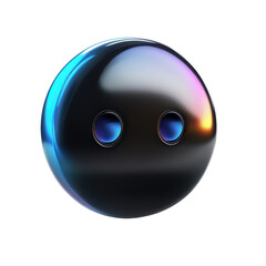 Poster - A futuristic gleaming orb with two vibrant blue eyes staring into the on transparent background