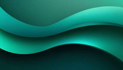 Aufkleber - Abstract design featuring fluid, curving shapes in a gradient of deep teal and bright emerald hues