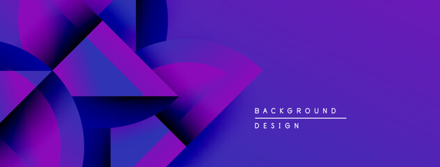 Poster - Abstract geometric shapes blend vibrant purple hues. Modern design evokes energy, depth, visual interest. Minimal text complements composition.