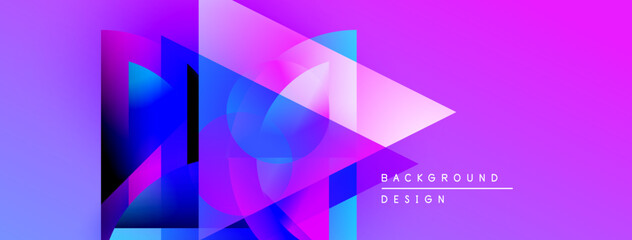 Aufkleber - Abstract geometric shapes overlap, creating vibrant purple, blue gradients. Modern design elements suggest digital art, background texture.