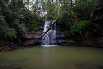 Canvas Print - scenic view of waterfall in the woodland.