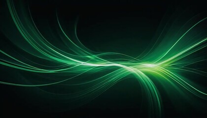 Aufkleber - Abstract Green Light Waves: A Serene Digital Art