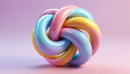 Aufkleber - Pastel Rainbow Knot: A 3D Abstract Art
