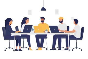 Aufkleber - Collaboration among diverse young professionals using laptops at a modern workspace during a brainstorming session