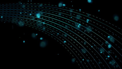 Aufkleber - Abstract blue black background with dotted lines and bokeh lights