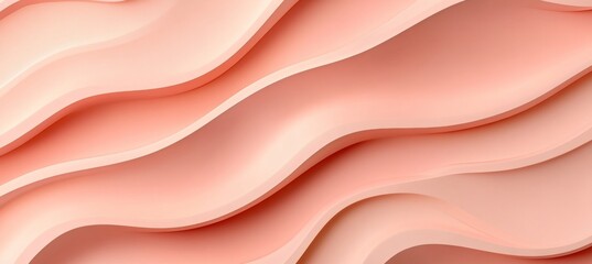 Poster - Delicate Blush Curves Abstract Background of Gentle Fluid Waves in a Monochromatic Palette