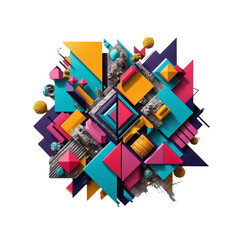 Aufkleber - Abstract geometric shapes design with vibrant colors modern art illustration and digital rendering style