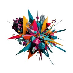 Poster - Abstract geometric explosion art print colorful shapes and forms modern digital design wallpaper background