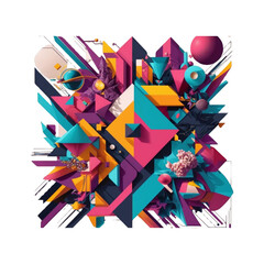 Poster - Abstract geometric art print for sale colorful shapes modern design home decor wall art contemporary style graphic