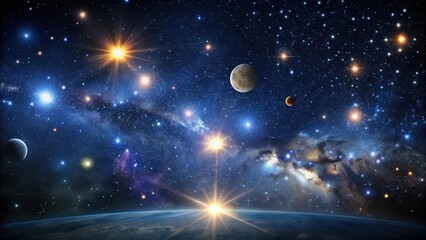 Wall Mural - Celestial bodies in a vast black sky with twinkling stars , celestial bodies, astronomy,  celestial bodies, astronomy, cosmos