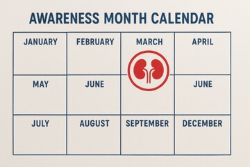 Poster - Awareness Month Calendar Highlighting Kidney Health and Events Throughout the Year