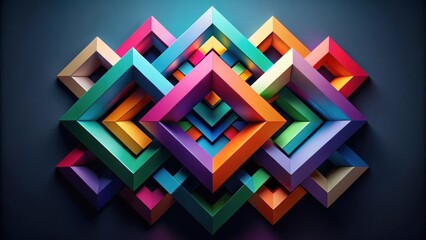 Wall Mural - Bold geometric shapes intersect with vibrant colors on a dark background, creating a visually striking composition , colors
