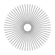 © Hanna - Circular lines element.  Radial circle lines. Symbol of Sun star rays. Spokes with black radiating stripes. Abstract illusion geometric shape.