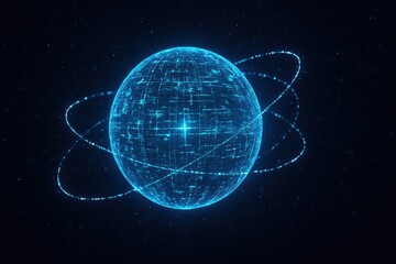 Poster - A glowing data orb hovers in a dark void symbolizing innovation and strategic decision-making for business growth and efficiency