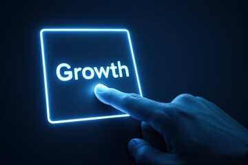Poster - A activates a glowing labeled growth on a digital interface symbolizing business strategy and decision-making for innovation and progress