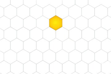 Poster - A strategy map highlights a single glowing hexagonal node symbolizing focused business decision and innovation among departmental networks
