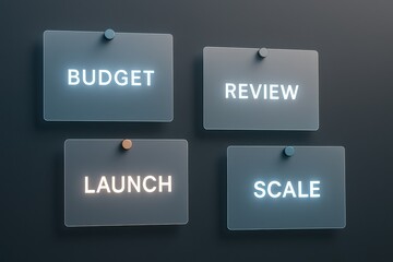 Poster - Effective business strategy requires careful decision-making budget planning review processes and scalable launch approaches to drive growth and success