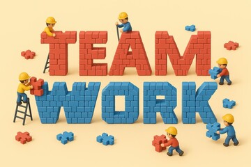 Poster - The illustrates the strategy business growth and decision-making through teamwork showing collaboration and building blocks as symbols innovation and efficiency