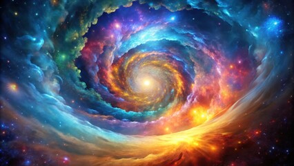 Wall Mural - Cosmic vortex swirls dance in a kaleidoscope of colors against a deep space background , celestial, vibrant,  celestial
