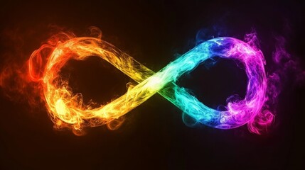 Poster - Vibrant Infinity Loop on Black Background An Abstract Representation of Eternal Energy.