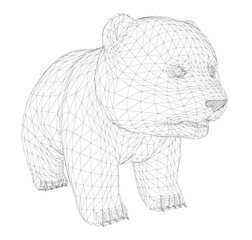 Poster - A Panda is shown in a black and white drawing. The Panda is small