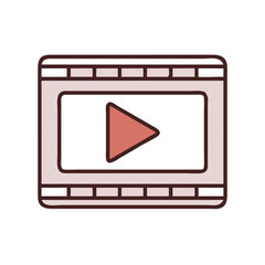 Poster - Play button icon, filmstrip frame, media player symbol, for websites and apps