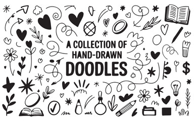 Poster - Hand drawn arrow set featuring curved, straight, dotted, and swirled arrows design, arrow vector for creative design, presentations, infographics, and decorative purposes