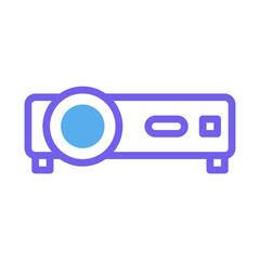 Poster - Stylized depiction of a projector with geometric shapes against a plain backdrop