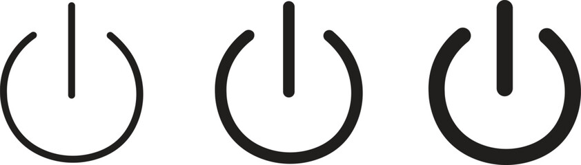 Poster - Turn on and turn off power button icons set. User interface switch button concept for mobile applications and websites. On off electric current signs illustration isolated on transparent background.