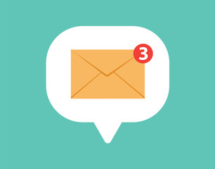 Poster - mail envelope icon with notification new message in bubble 