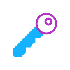 Poster - Abstract illustration of a stylized key with vibrant purple and blue hues