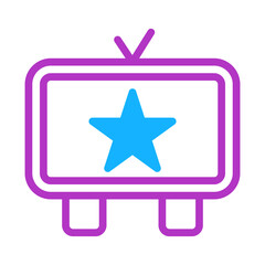 Poster - Televised entertainment icon with prominent star symbol, a digital vector drawing