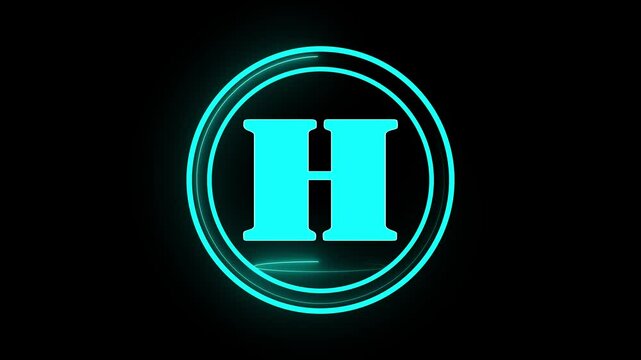 letter H .3D Rendering. Glow Alphabet Number in sphere .Animation Video Template For Your Business letter A from metallic cubes, 3D letter animation chroma key black screen background. 4k
