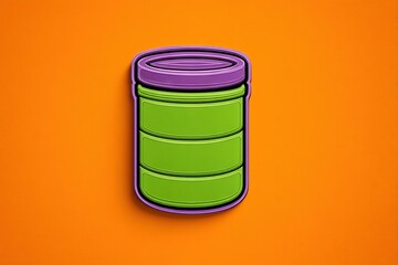 Poster - Colorful container with a playful design against a vibrant orange background