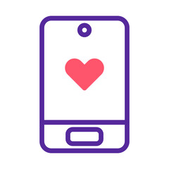 Poster - Stylized mobile phone illustration displaying a heart symbol for connections
