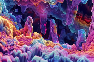 Poster - Colorful Abstract Landscape with Swirling Patterns and Textures