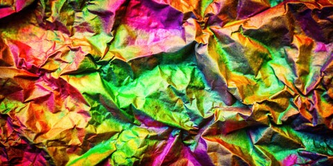 Poster - Abstract Wrinkled Iridescent Surface with Vivid Colors and Shimmering Effects