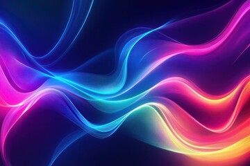 Poster - Abstract rainbow curved glowing lines background