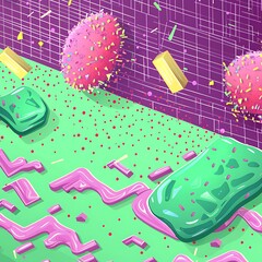 Poster - Vibrant Abstract Composition with Colorful Geometric Shapes and Textures